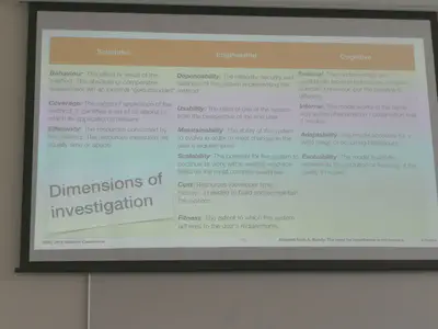 Different dimensions of scientific investigations, a slide from the presentation of Valentina Tamma