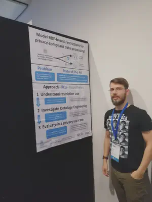 Me and my ISWC Doctoral Consortium poster at the general poster session of ISWC 2019