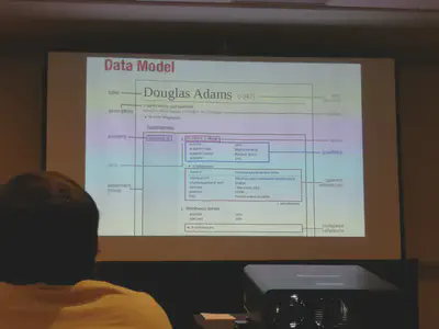 A Wikidata page where the different components of a Wikidata statement are highlighted